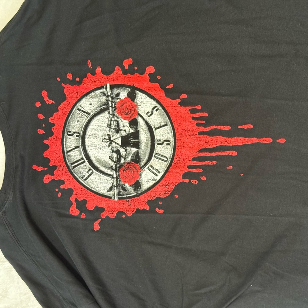 Graphic Black Long Sleeve Tee‎ with Red Accents